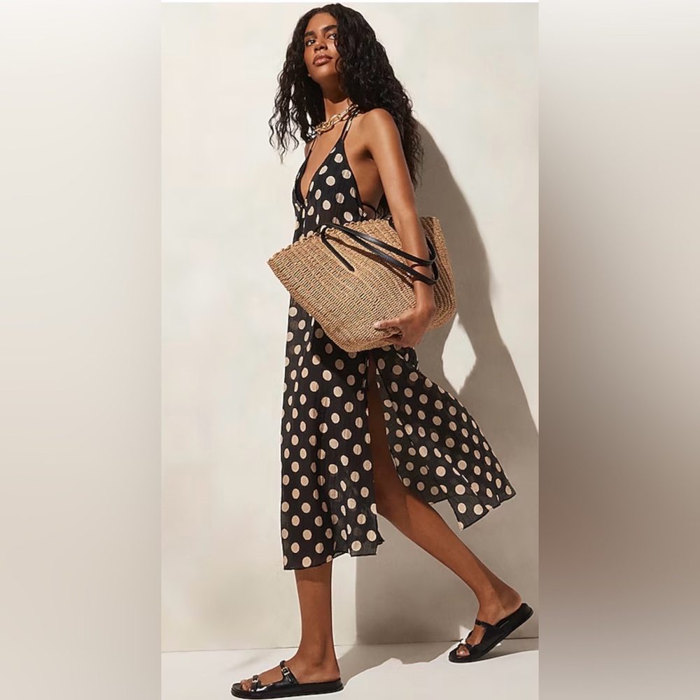 NWOT JCrew Crinkle Side Tie Polka Dot Dress